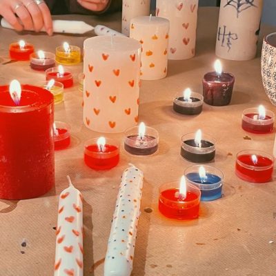 Sveču apgleznošana ar sveķiem_